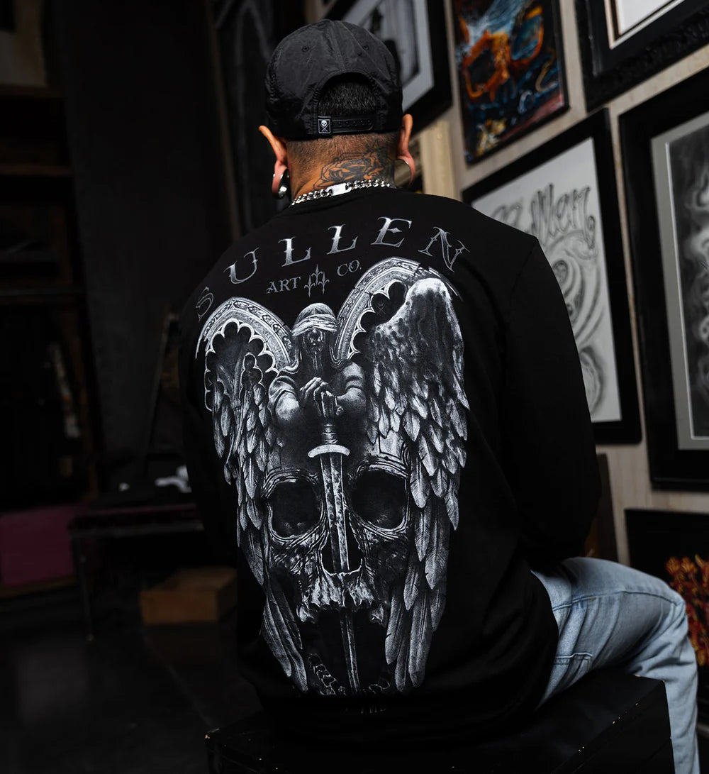 WINGED JUSTICE FRENCH TERRY LONG SLEEVE TEE