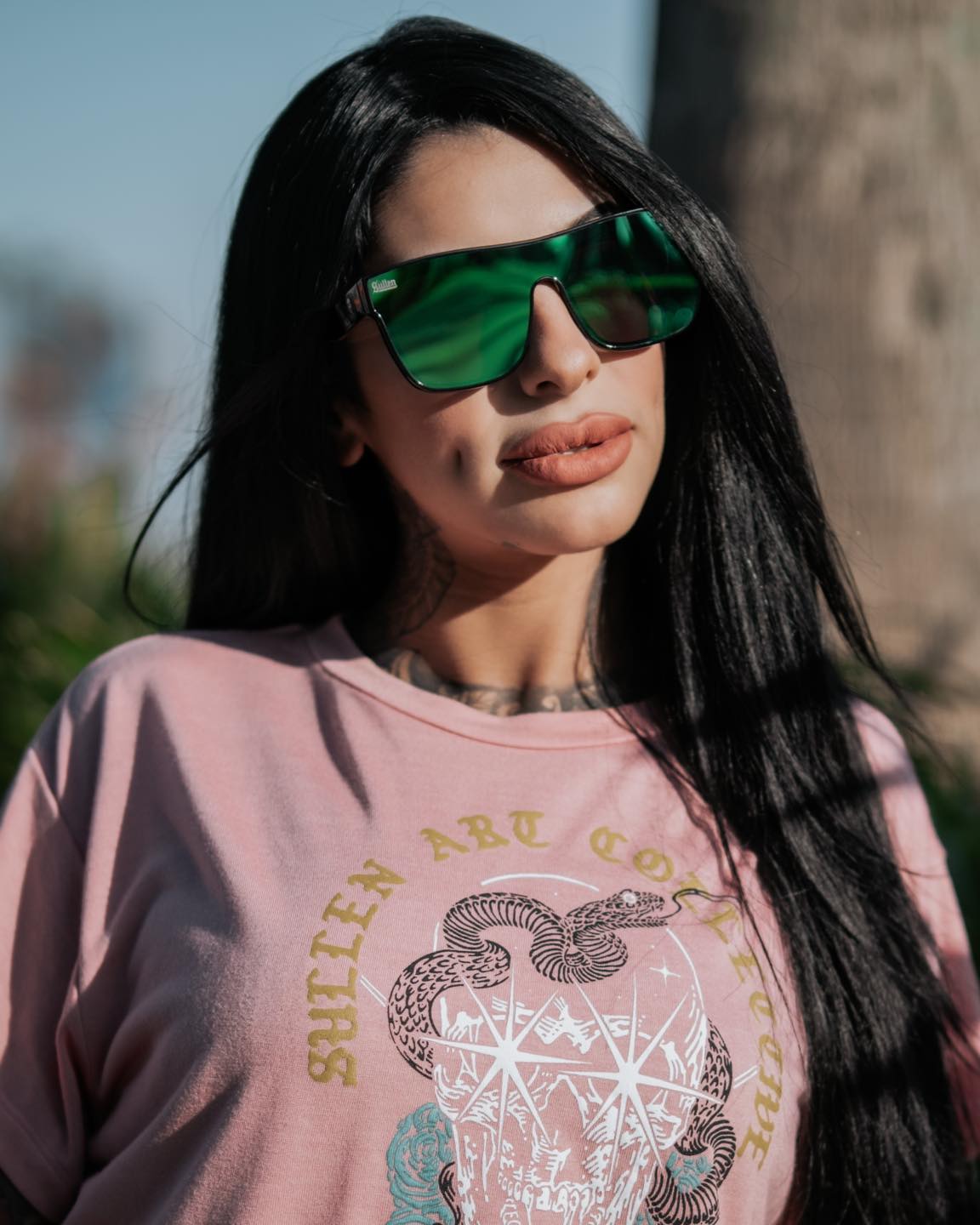 CHOLOHAFLYS GLASSES SHINY BLACK/GREEN