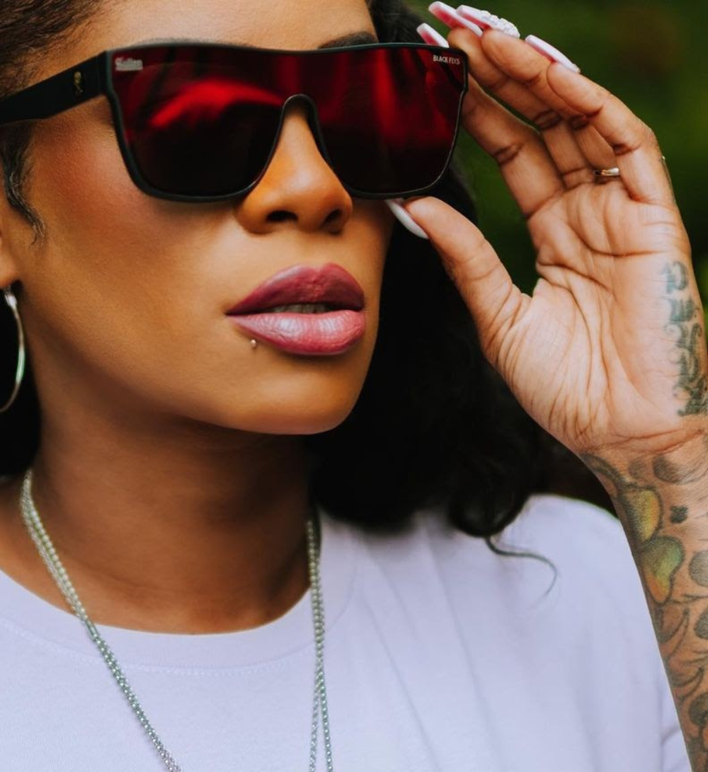 CHOLOHAFLYS GLASSES SHINY BLACK/RED