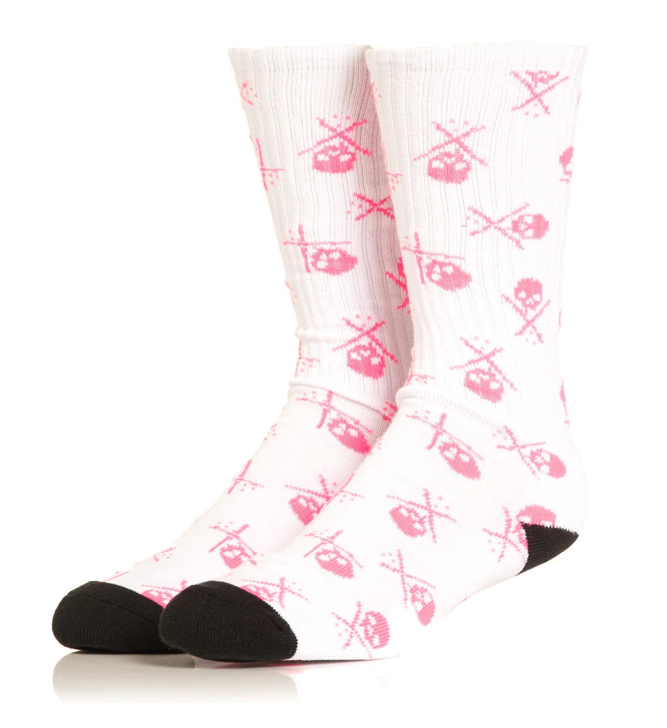 BADGED SOCKS 10" WHITE/PINK