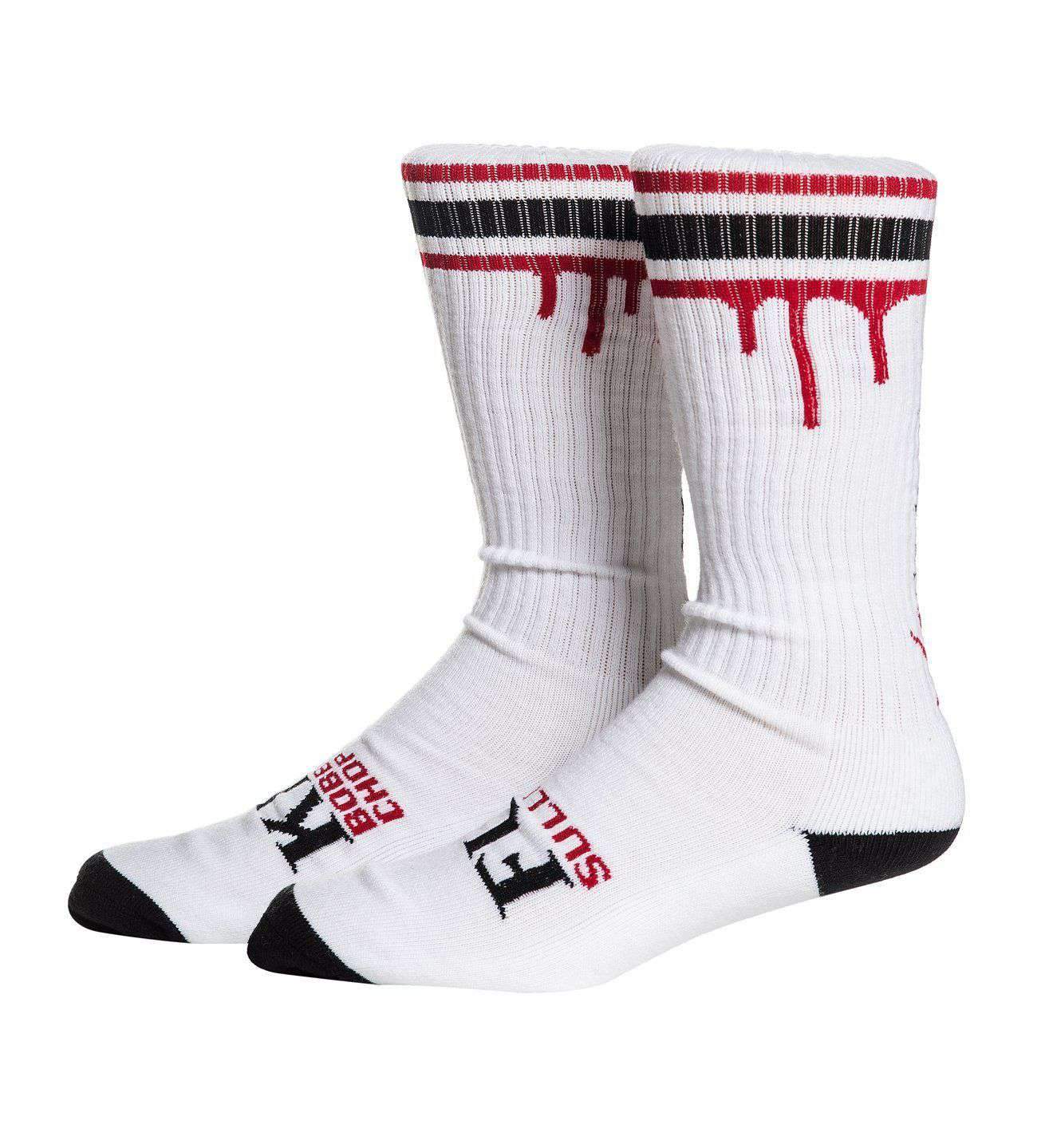 DON'T DIE HIGH SOCKS WHITE RED