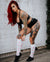 BADGED SOCKS 10" WHITE/PINK