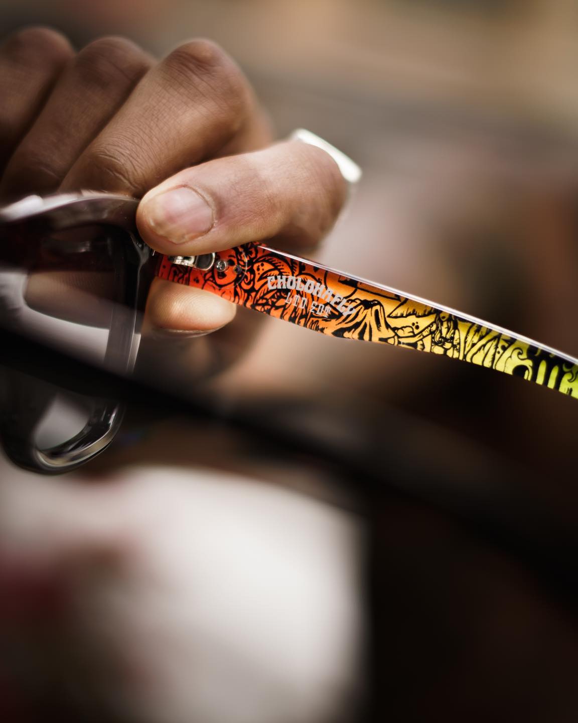 CHOLOHAFLYS GLASSES SHINY BLACK/GREEN