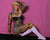 BADGED SOCKS 10" WHITE/PINK