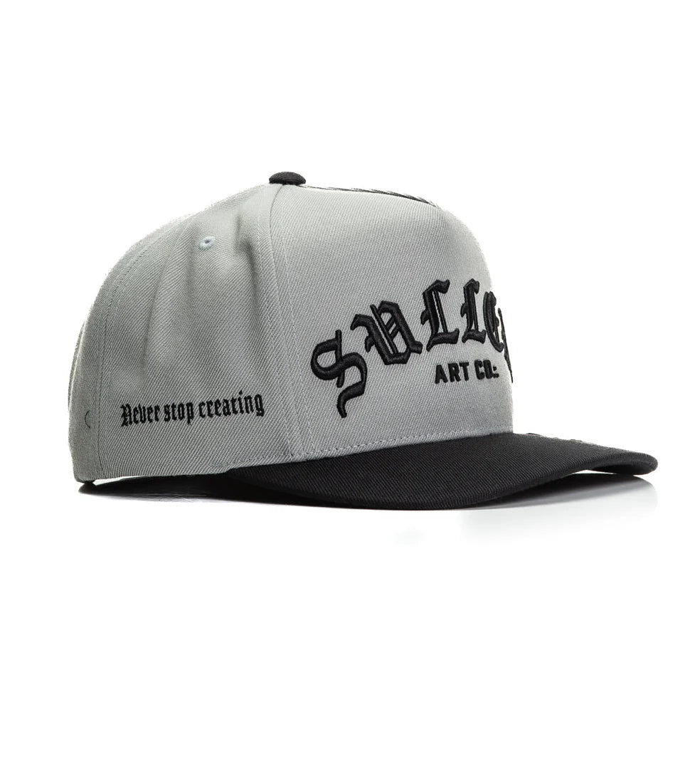 ROCK SCRIPT SNAPBACK CHARCOAL