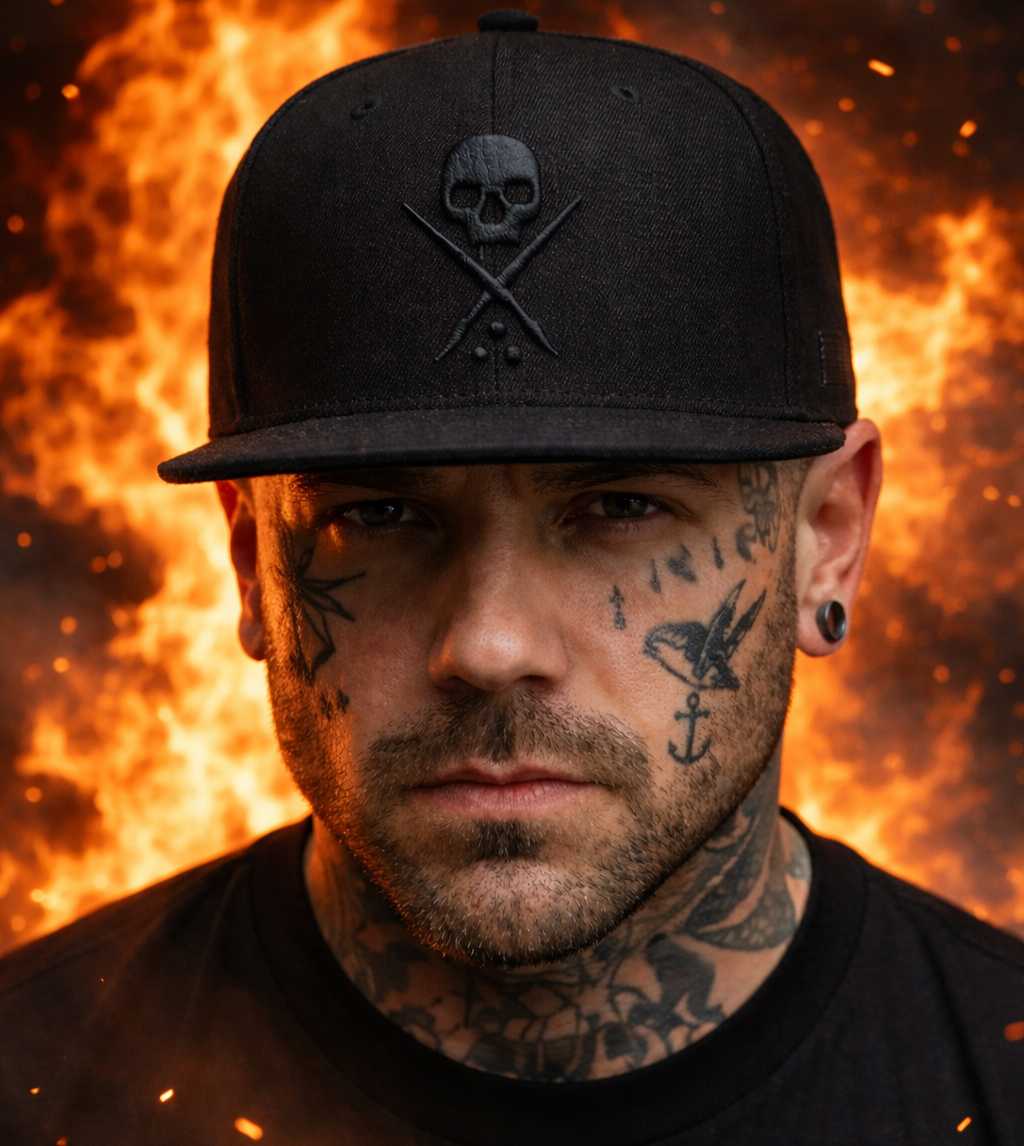 BADGE FITTED HAT BLACK BLACK