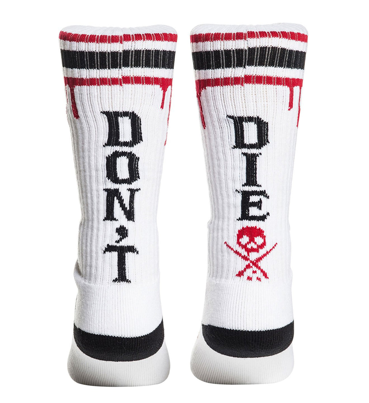 DON'T DIE HIGH SOCKS WHITE RED
