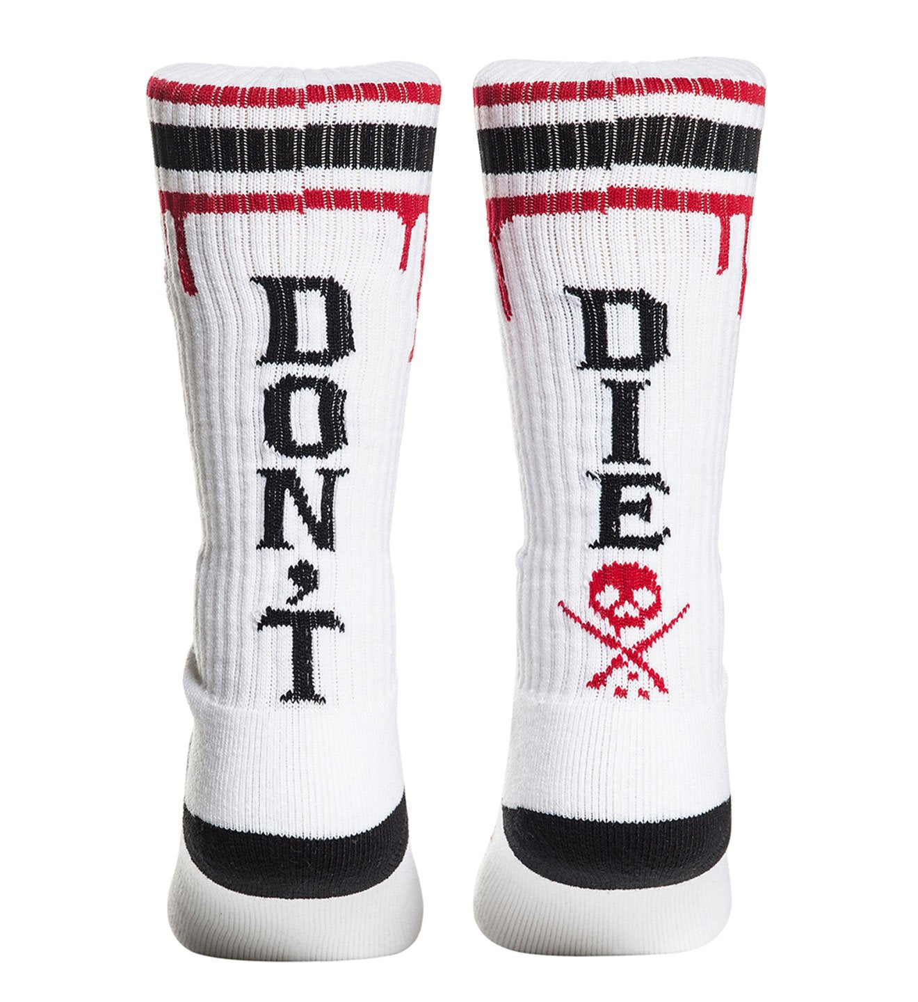 DON'T DIE HIGH SOCKS WHITE RED