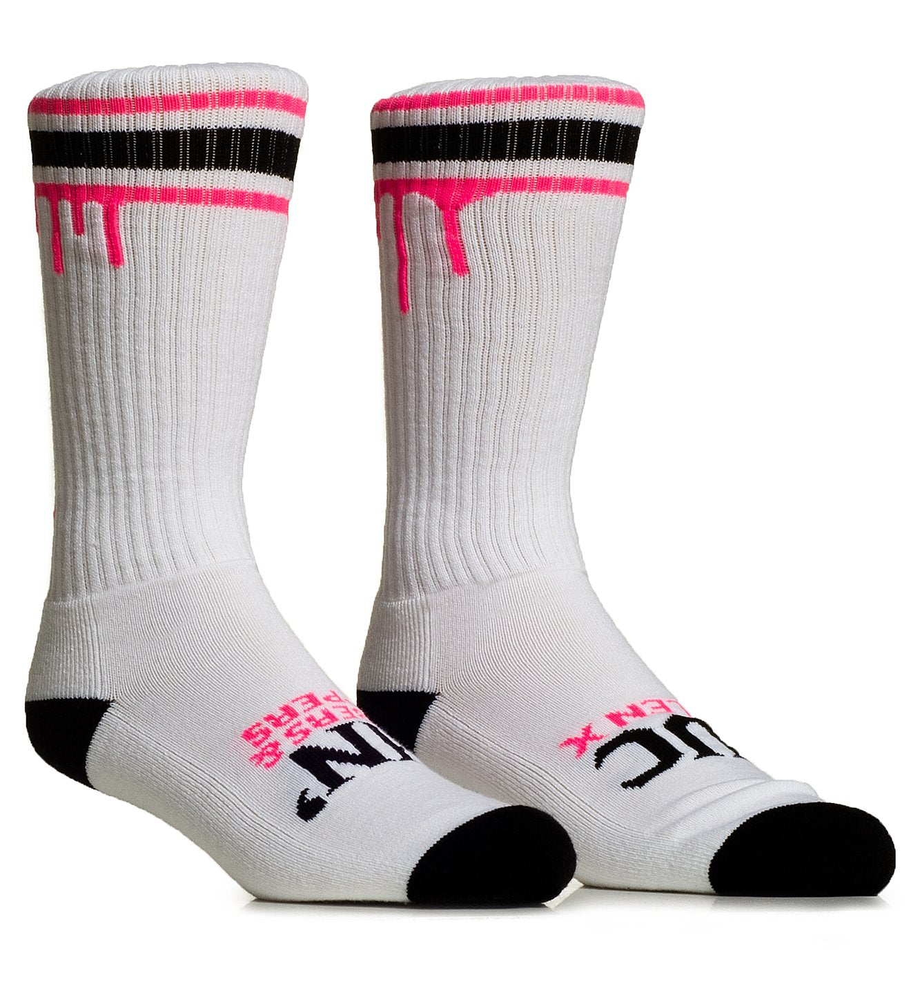 DON'T DIE HIGH SOCKS WHITE PINK